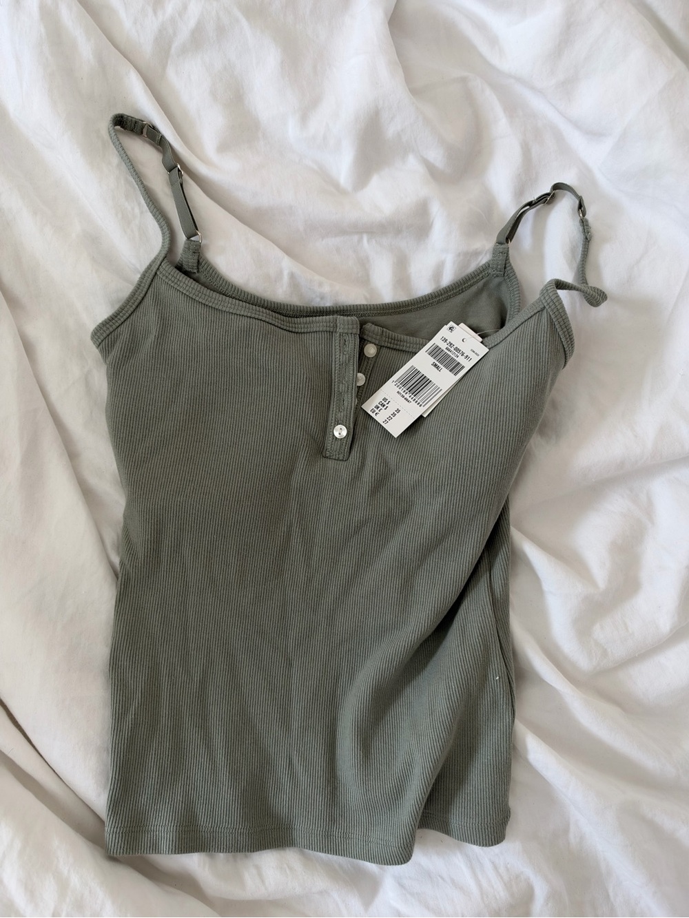 Abercrombie & Fitch Olive Ribbed Henley Cami